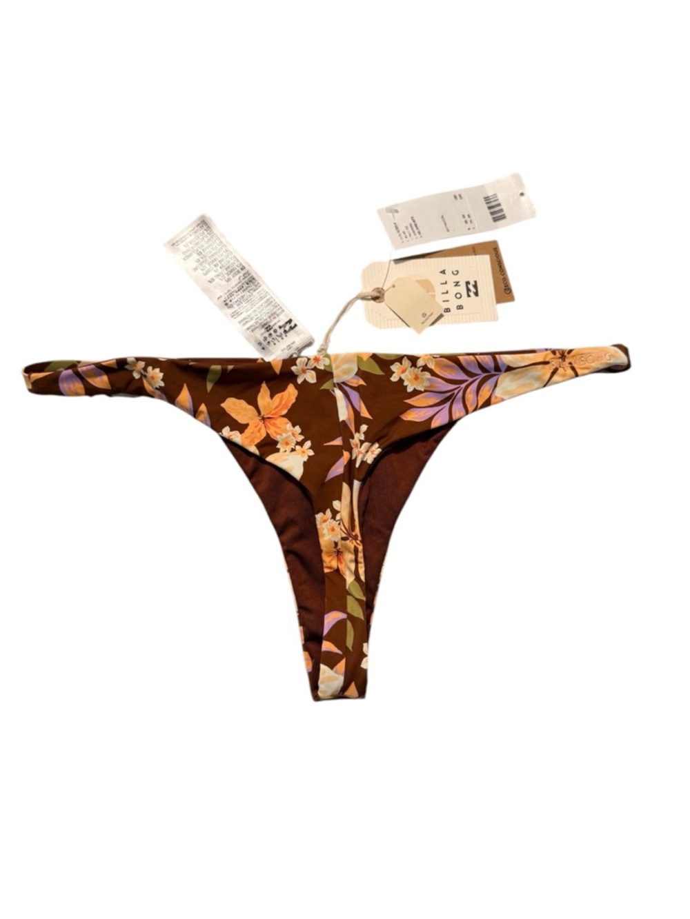 Billabong Brown Floral Cheeky Bikini Bottom medium 10